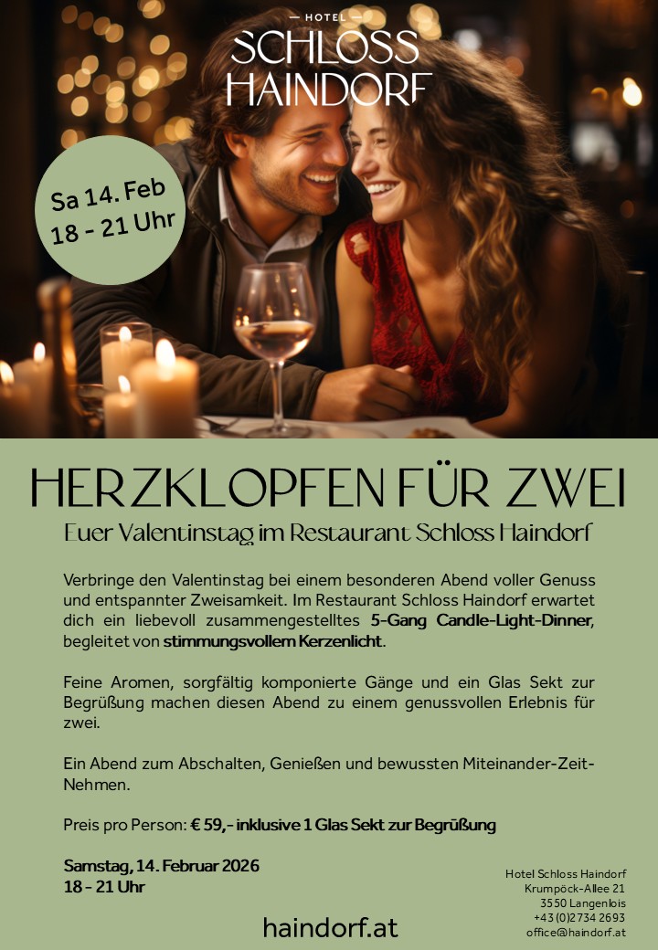 Valentinstag im Restaurant Schloss Haindorf